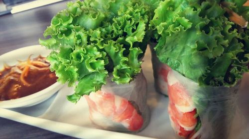 Close-up of salad in plate on table
