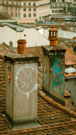 High angle view of old building in city