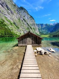 Pier over sea against sky - obersee - berchtesgaden 