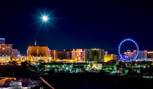 Illuminated city at night