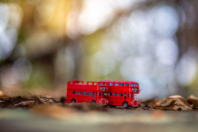 Close-up of toy car on table