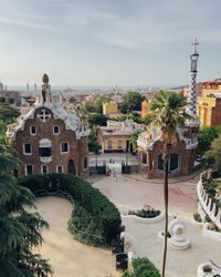 High angle view of townscape against sky