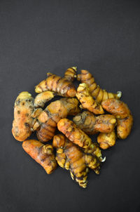 Close-up of meat against black background