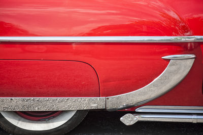 High angle view of red car