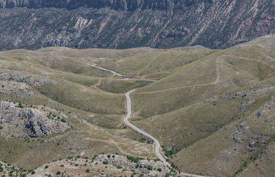 High angle view of road on mountain