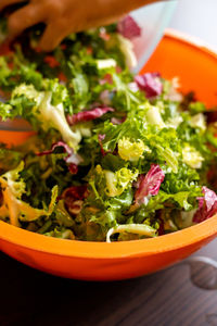 Close-up of salad in bowl on table