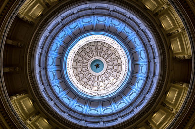 Directly below shot of illuminated cupola of cathedral