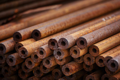 Close-up of rusty metal rod