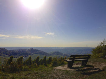 Sun shining over landscape