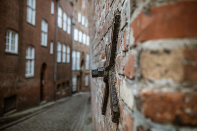 Close-up of damaged building