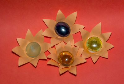 High angle view of christmas decoration on table