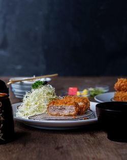 Close-up of food in plate on table