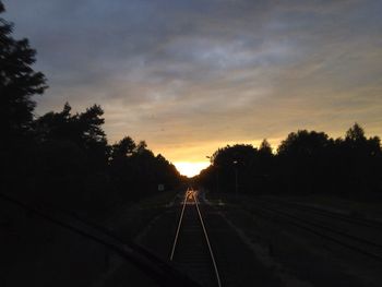 Railroad track at sunset