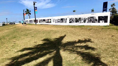 Shadow of people on beach