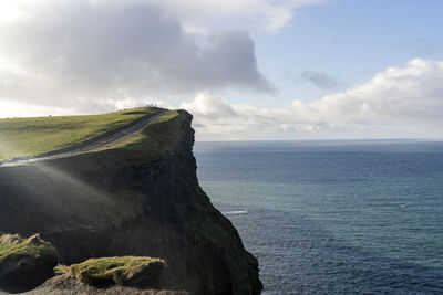 Scenic view of sea against cloudy sky