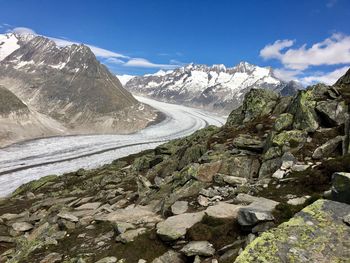 Scenic view of mountains against sky