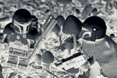 black and white