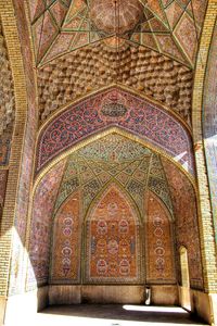 High angle view of beautiful ceiling of mosque wall