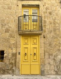 Closed door of building