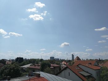 High angle view of townscape against sky