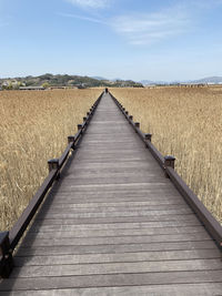 View of empty road on field against sky