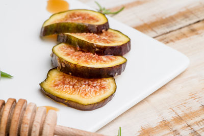 High angle view of food on table
