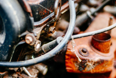 Close-up of rusty bicycle