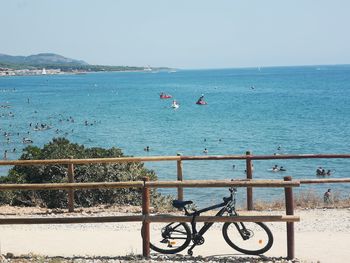 Scenic view of sea against clear sky