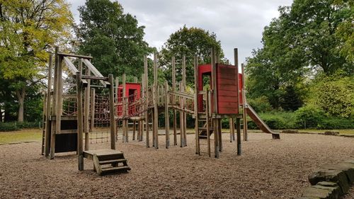 Children's playground, sand playground structure in the park. 