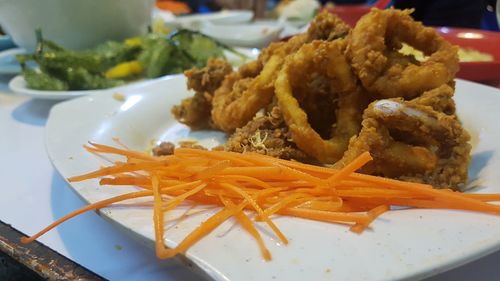 Close-up of food served in plate