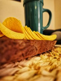 Close-up of orange on table