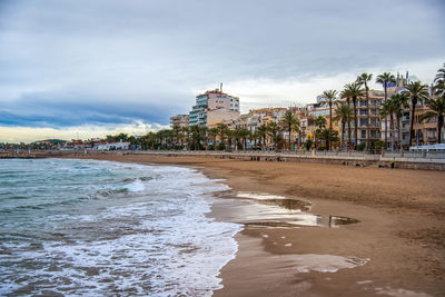 Scenic view of beach against sky