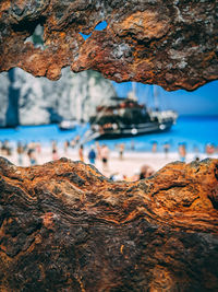 Close-up of rocks at beach