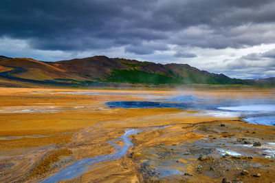 Scenic view of lake against sky