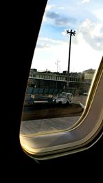 Building seen through glass window