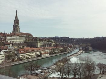 River by city against sky