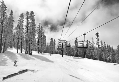 View of ski slope against cloudy sky