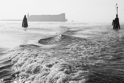 Scenic view of sea against clear sky