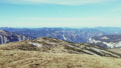 Scenic view of mountains against sky