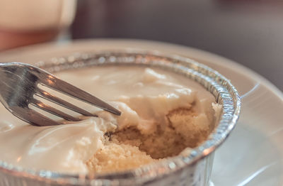 Close-up of cake in plate on table