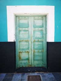 Closed door of old building