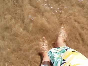 Low section of woman standing in water