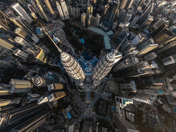 High angle view of buildings in city