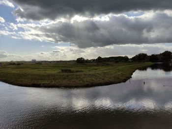 Scenic view of lake against sky