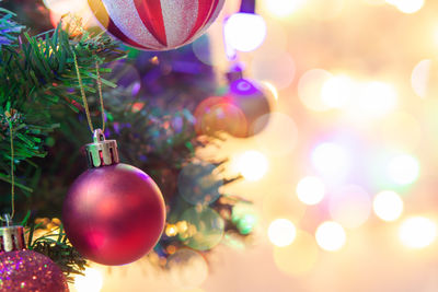 Close-up of illuminated christmas tree