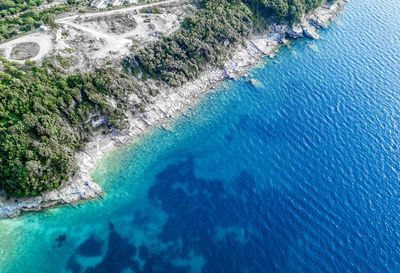 High angle view of rocks on beach