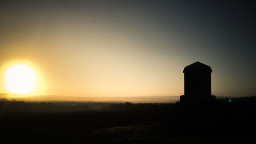 Silhouette landscape against sky during sunset