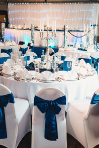 Chairs and tables in restaurant