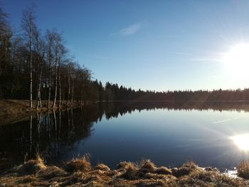 Scenic view of lake against sky