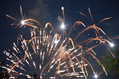 Firework display at night